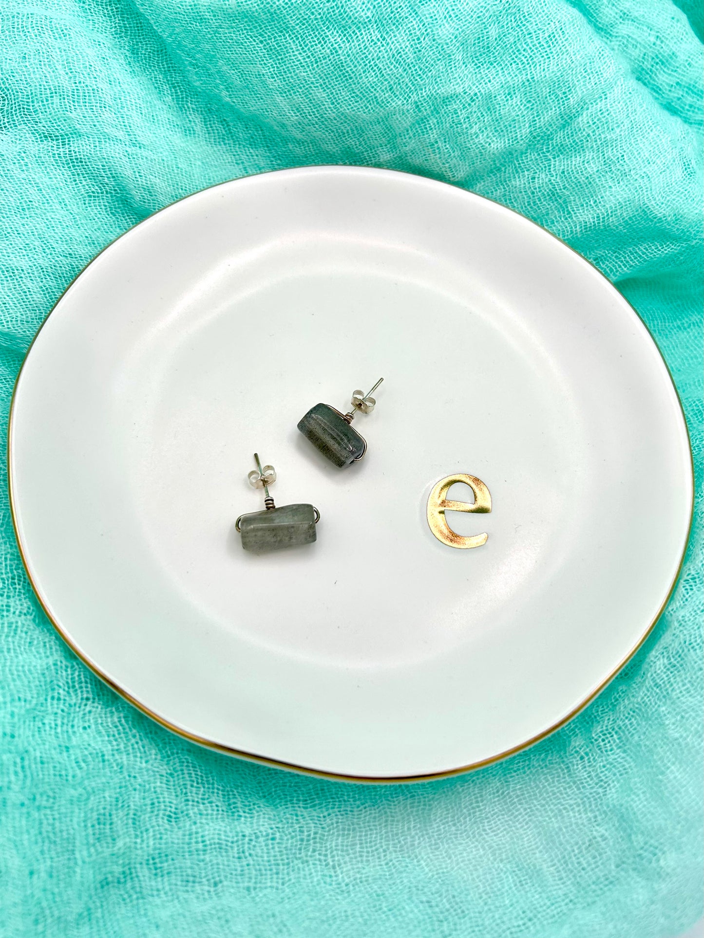 Labradorite Nugget Stud Earrings