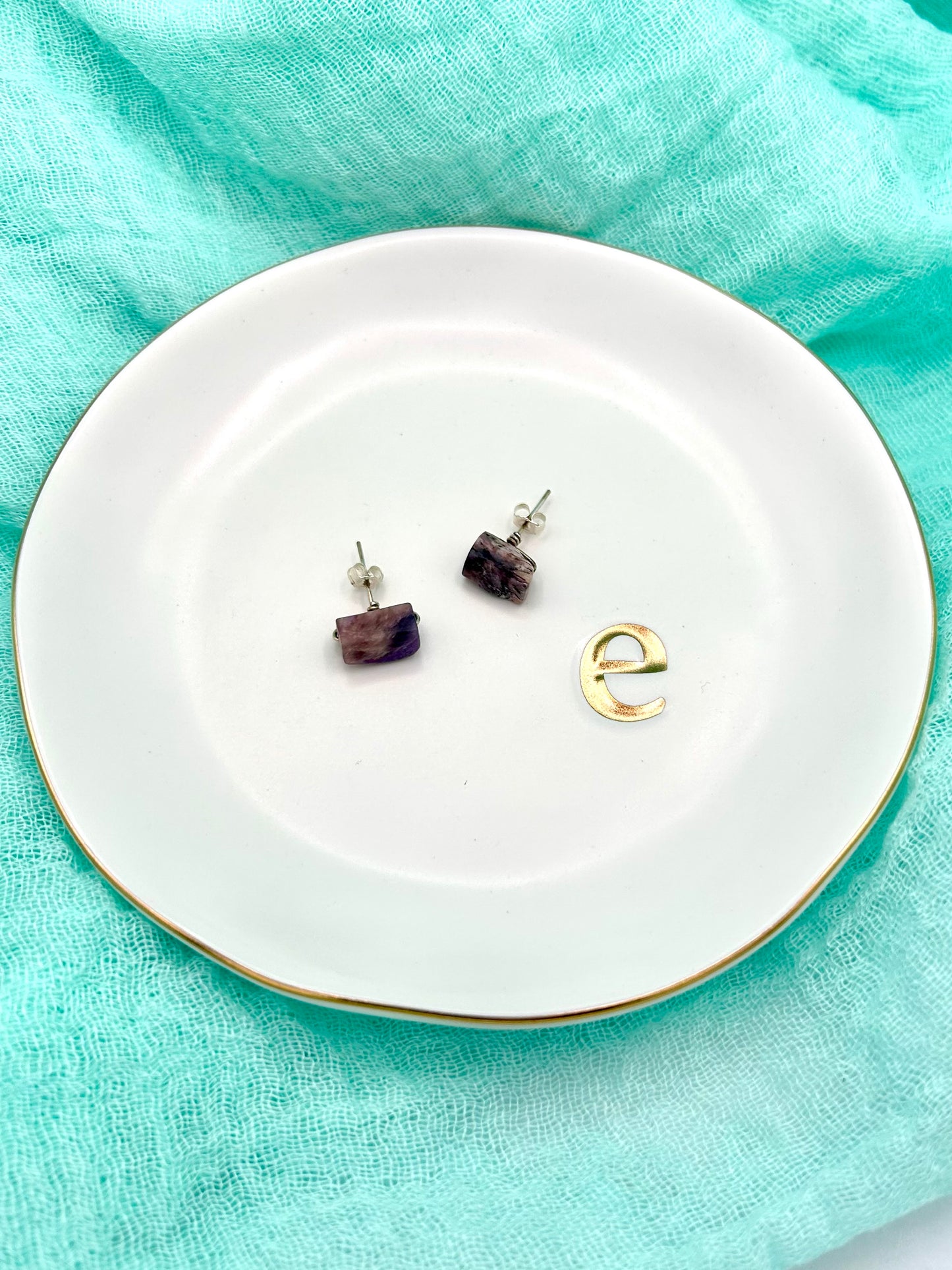 Charoite Stud Earrings