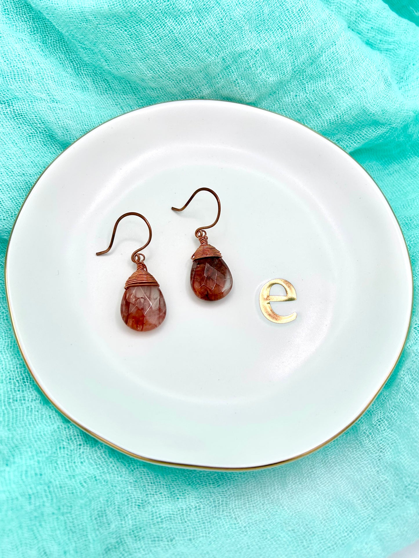 Red Quartz Copper Earrings
