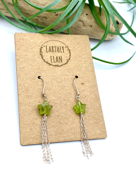 Peridot Shooting Star Earrings