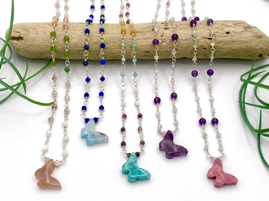 Gemstone Butterfly Necklace - Earthly Elan