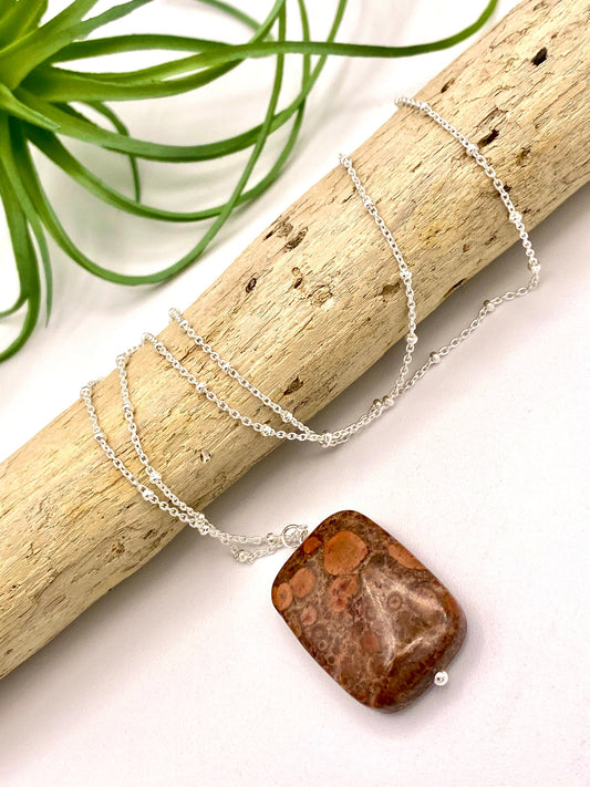 Red Orbicular Jasper Pendant Necklace - Earthly Elan