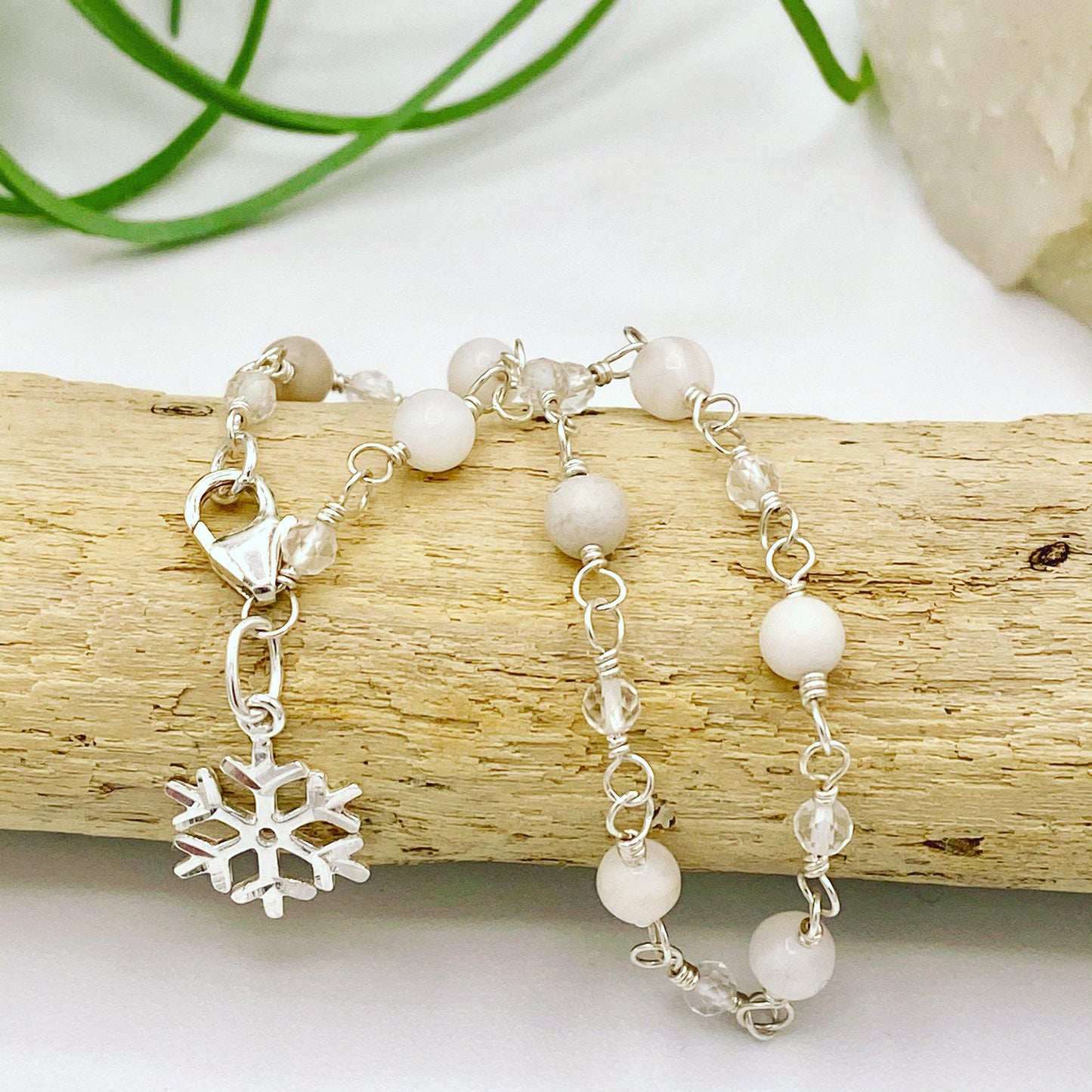 Agate Snowflake Charm Bracelet