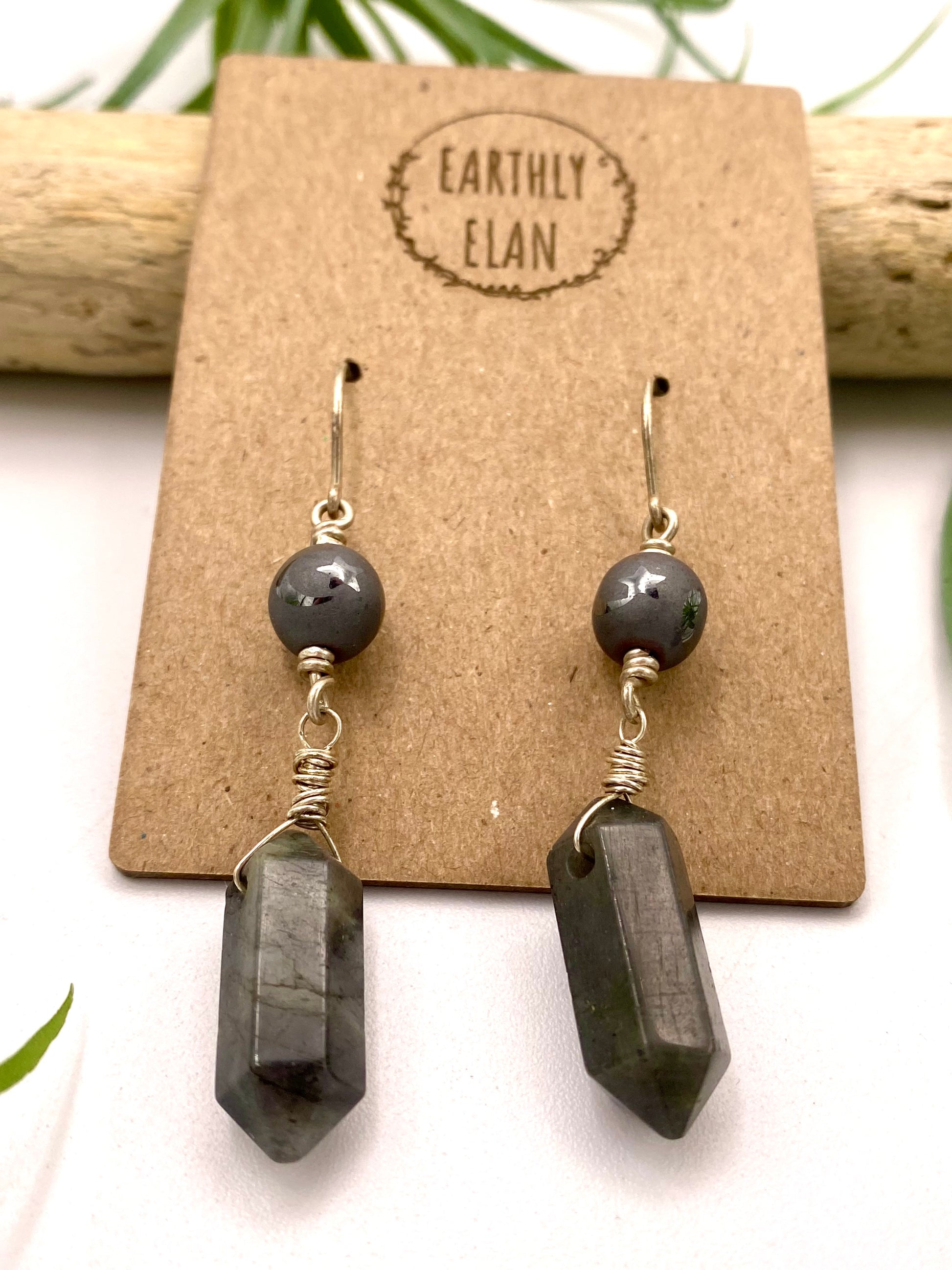 Labradorite & Hematite Earrings - Earthly Elan