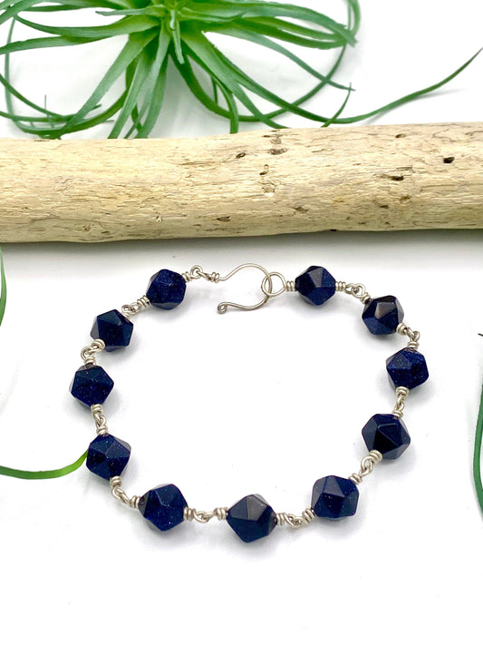 Blue Goldstone Bracelet - Earthly Elan