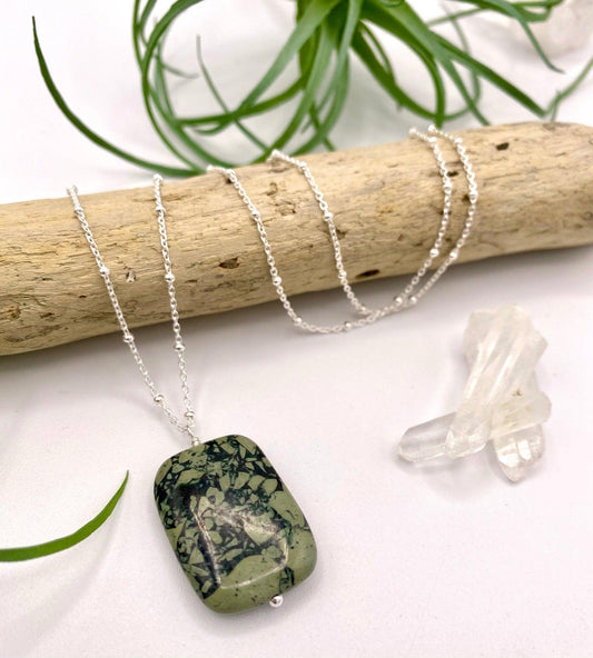 Brecciated Jasper Rectangle Pendant - Earthly Elan