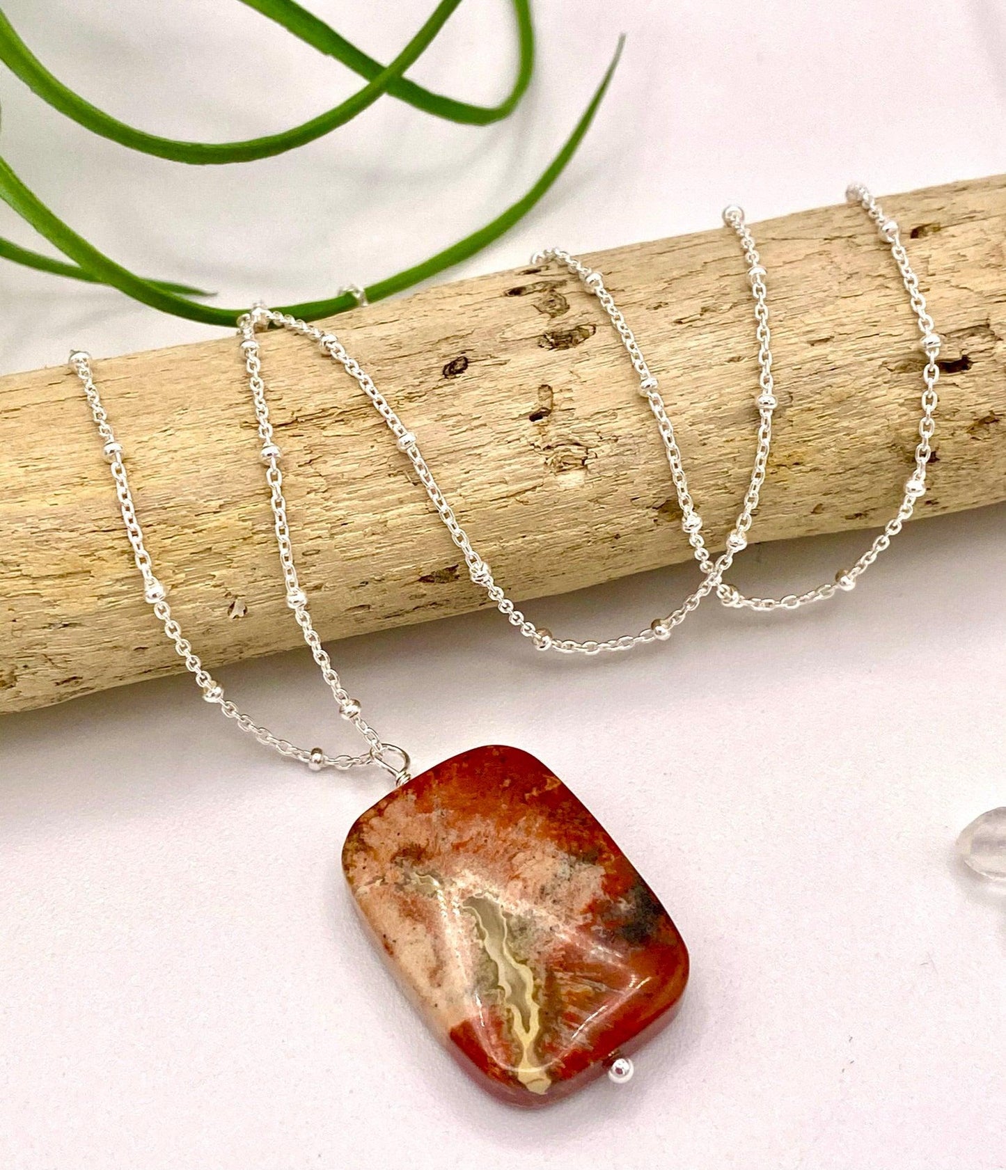 Cappuccino Jasper Pendant Necklace - Earthly Elan