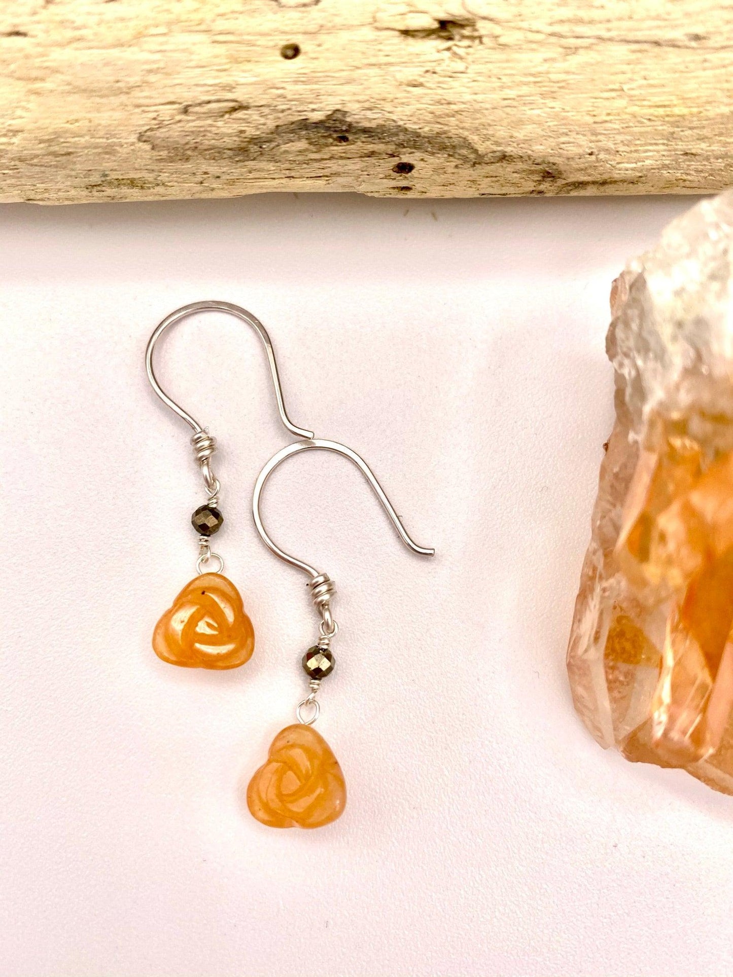 Red Aventurine Flower Earrings - Earthly Elan