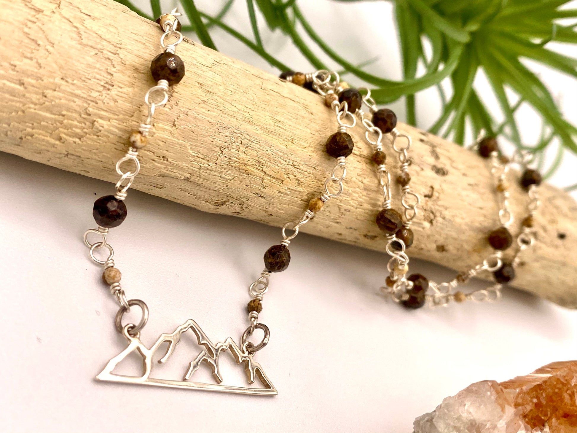 Bronzite & Desert Picture Jasper Mountain Necklace - Earthly Elan