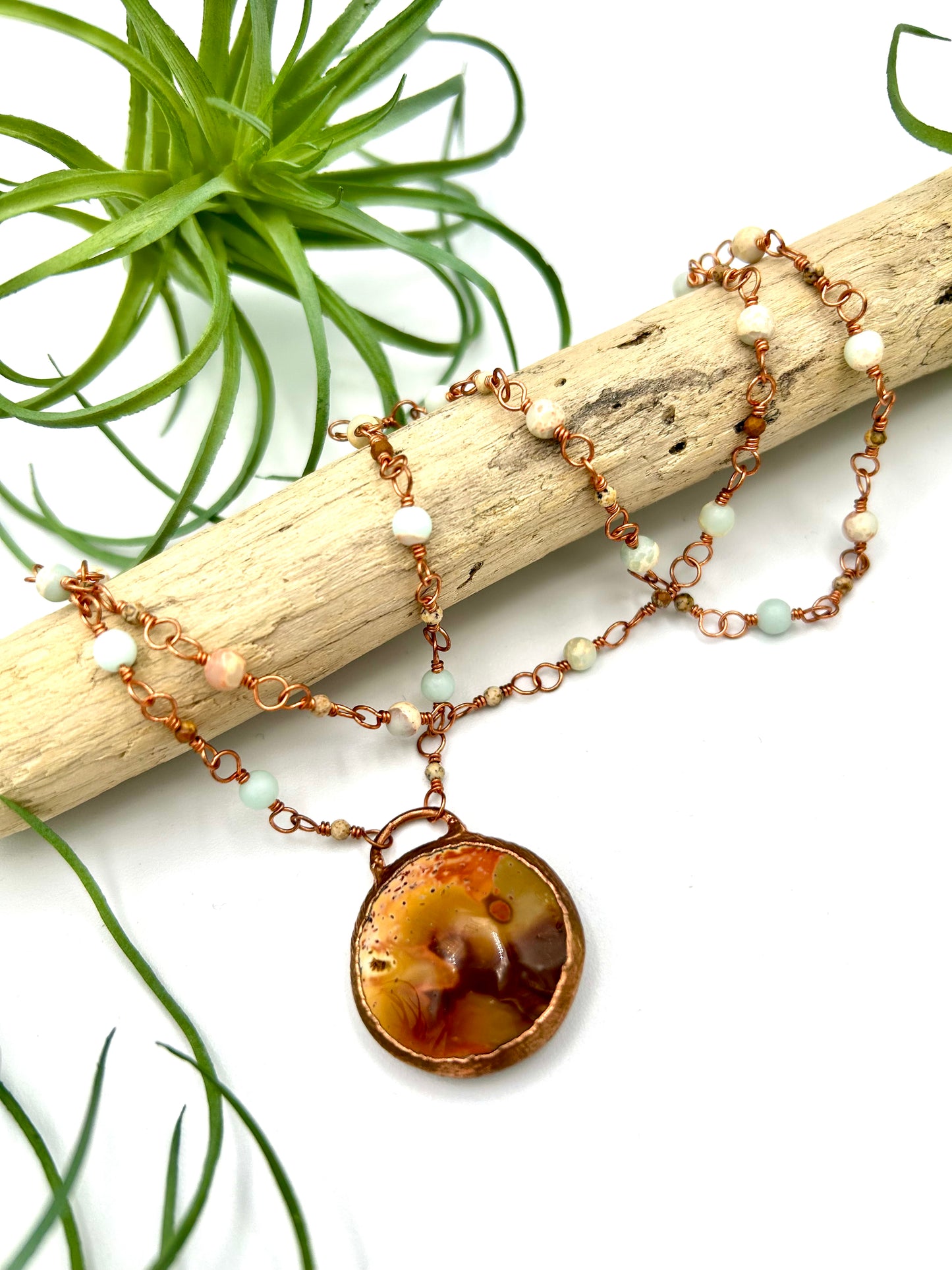 Polychrome Jasper Pendant Necklace - Earthly Elan
