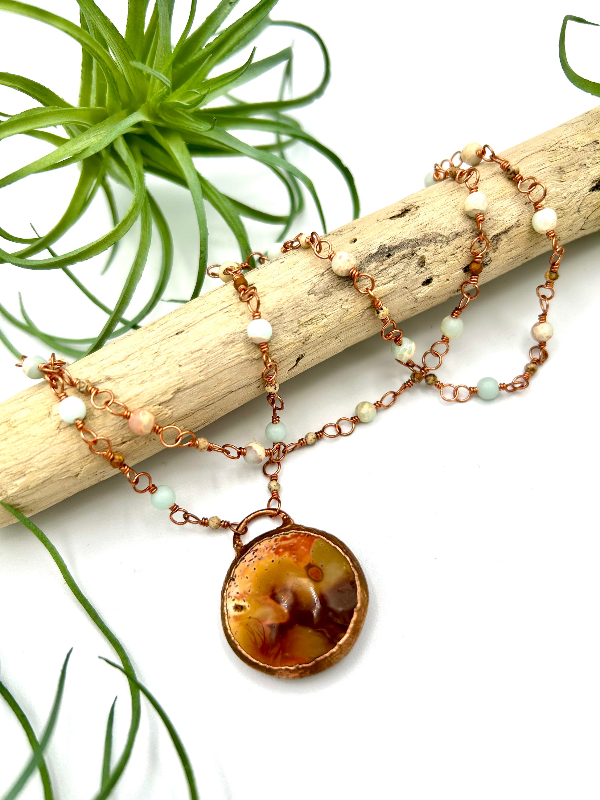 Polychrome Jasper Pendant Necklace - Earthly Elan