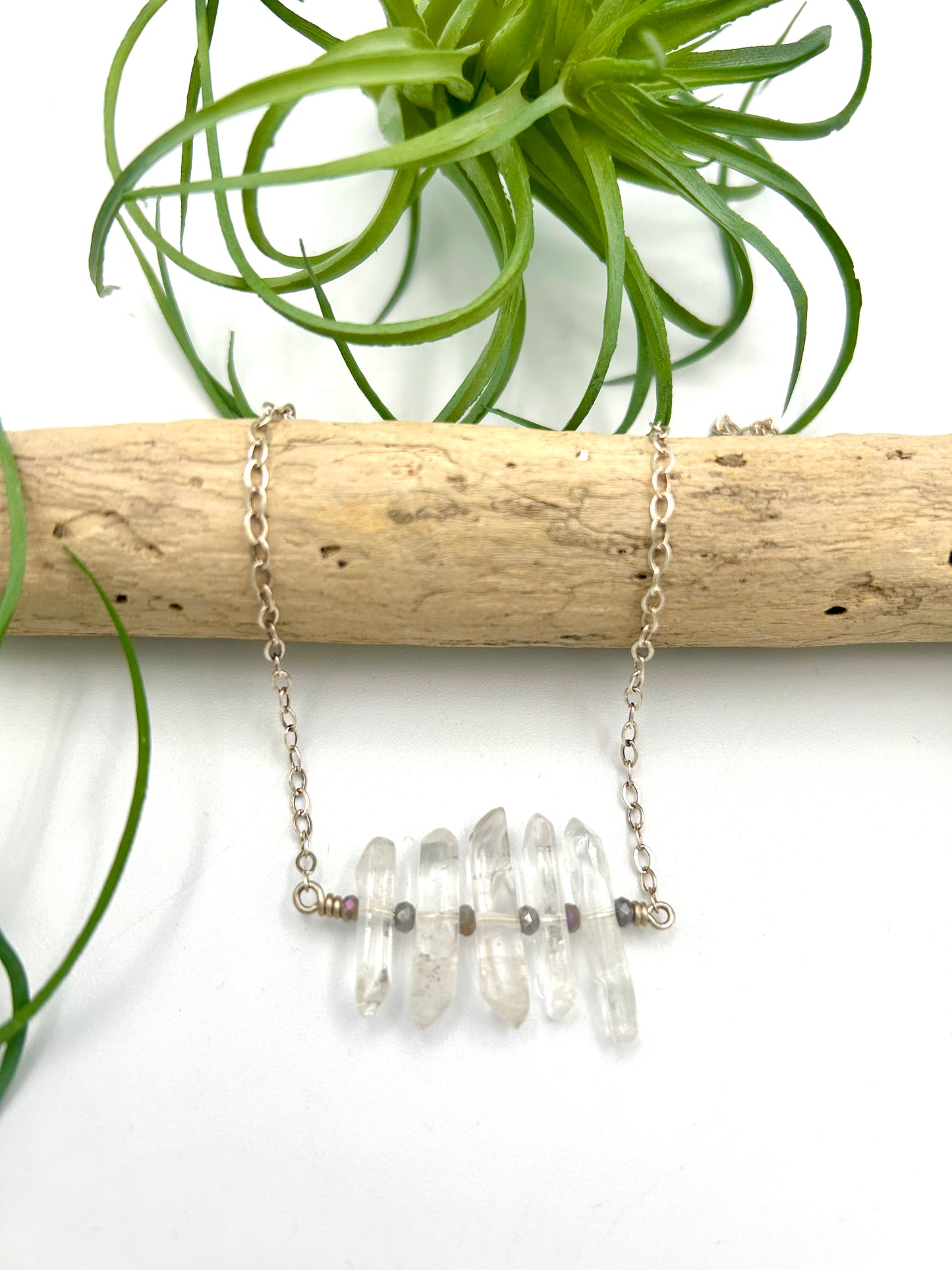 Quartz & Purple Crystal Necklace - Earthly Elan