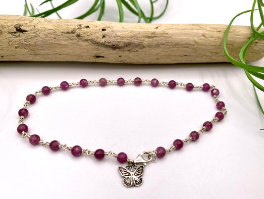Lepidolite Butterfly Charm Anklet - Earthly Elan