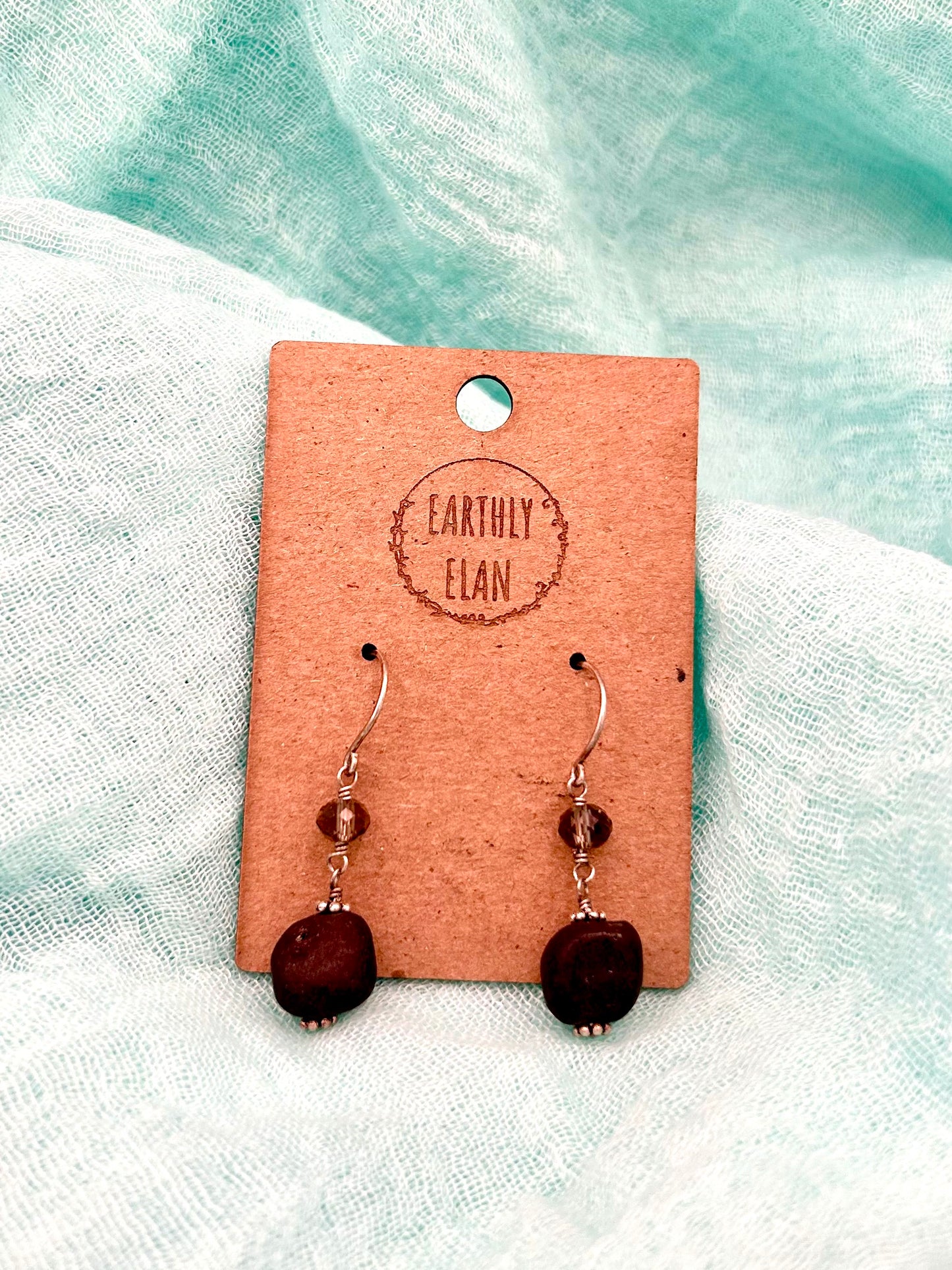 Black Druzy Pebble Earrings