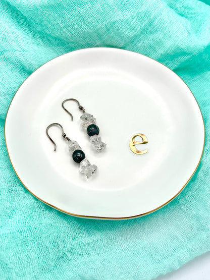 Herkimer and Hematite Celestial Earrings