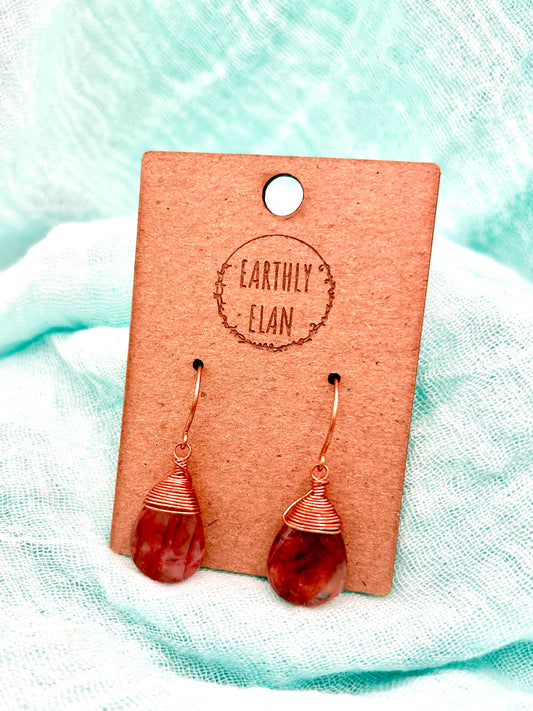 Red Quartz Copper Earrings