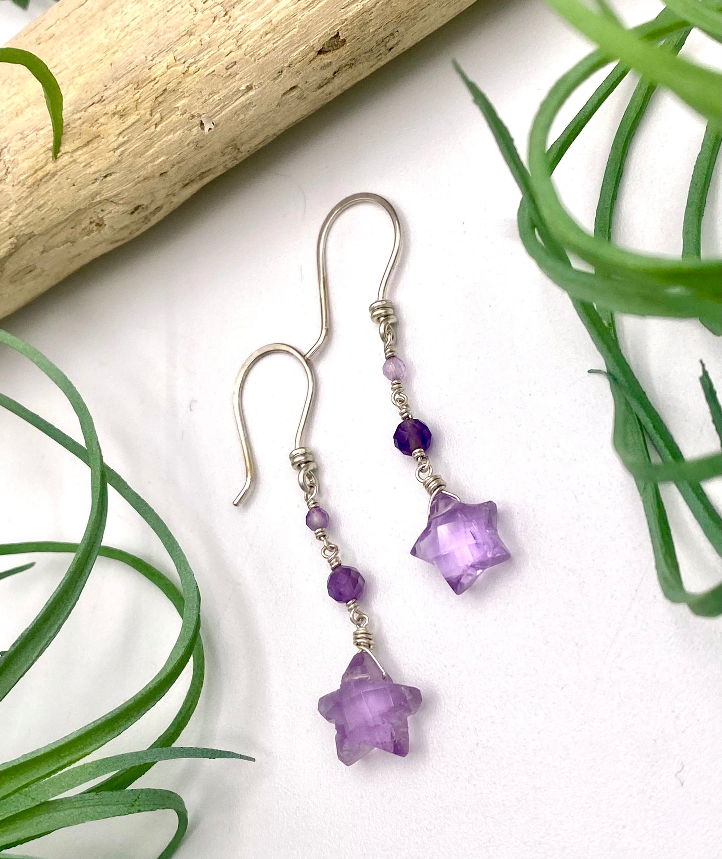 Purple Amethyst Star Earrings