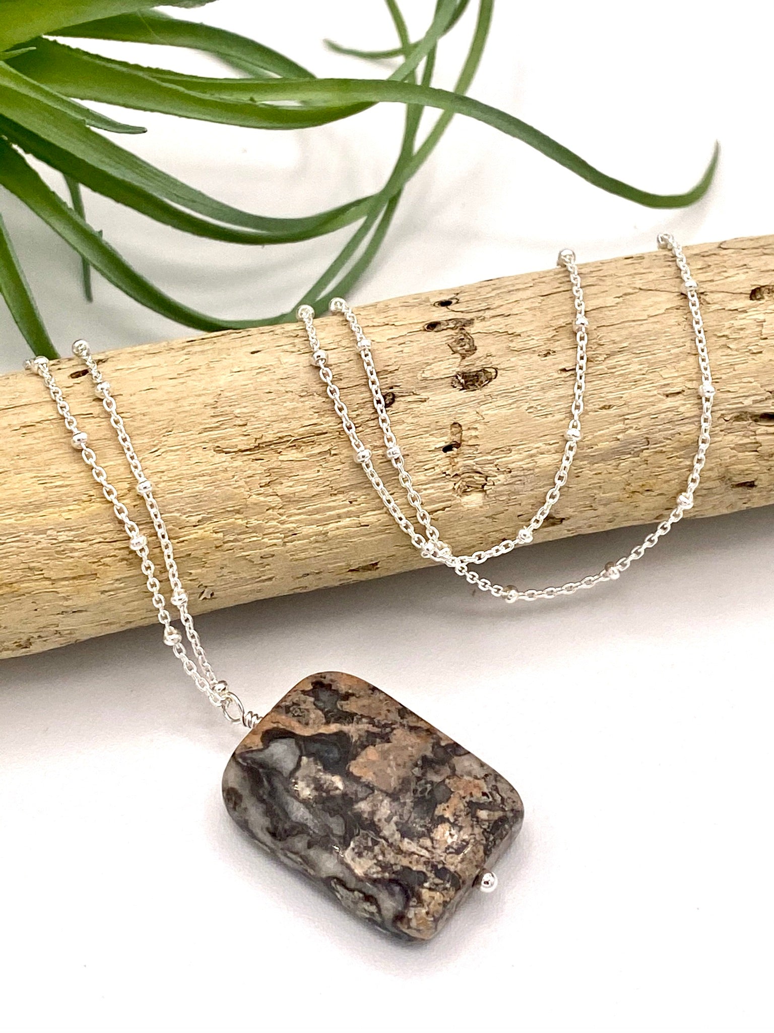 Crazy Lace Agate Pendant Necklace - Earthly Elan