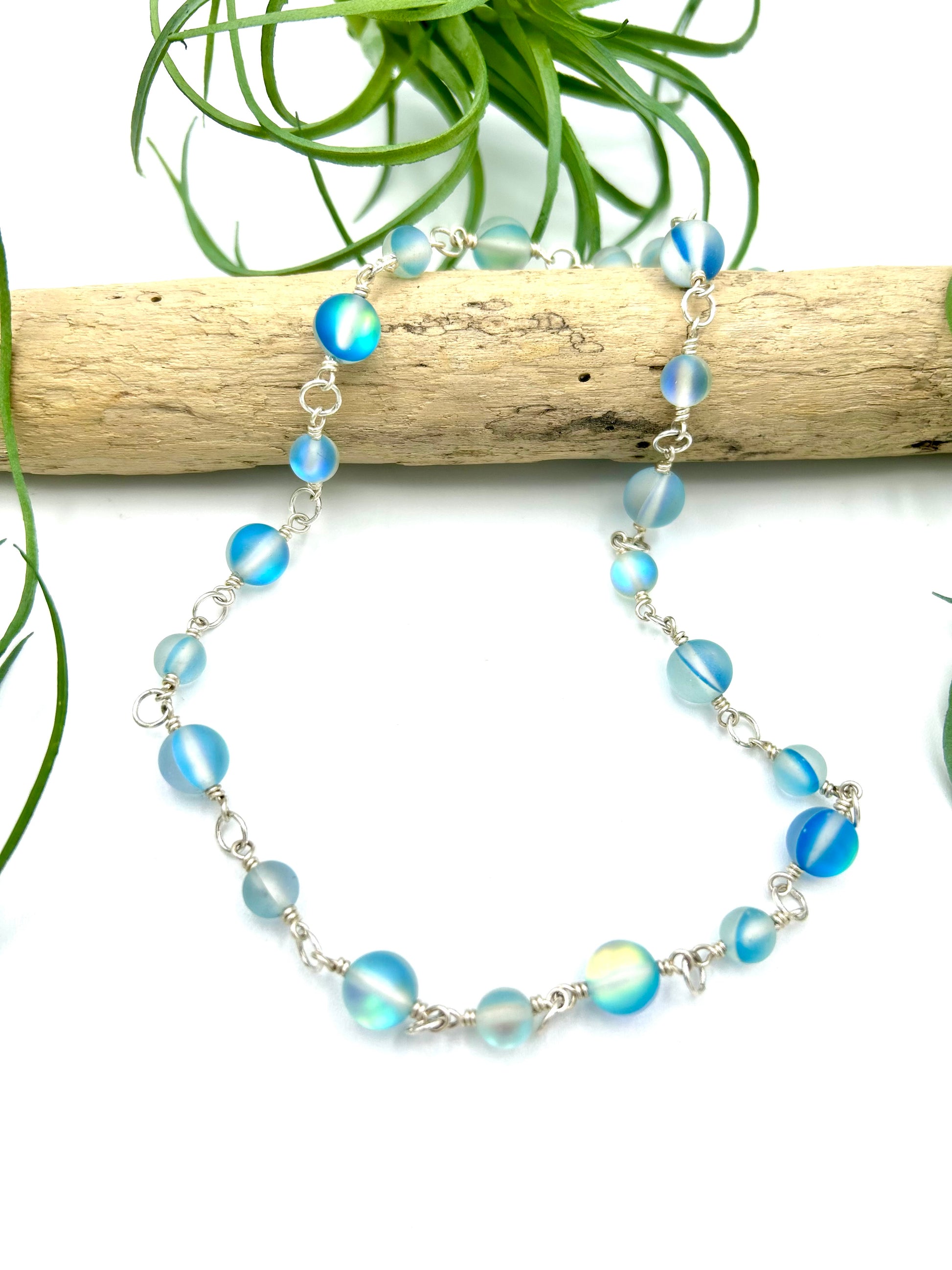 Blue Mermaid Quartz Bead Chain Necklace