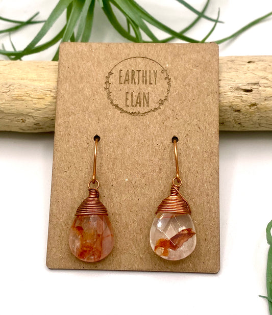 Red Quartz Copper Earrings - Earthly Elan