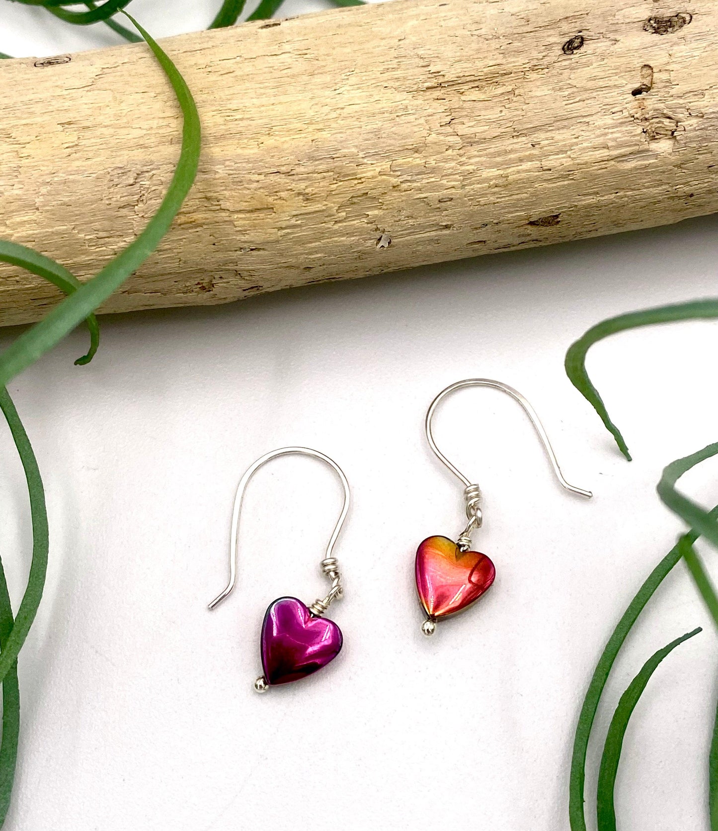 Pink Hematite Heart Earrings - Earthly Elan