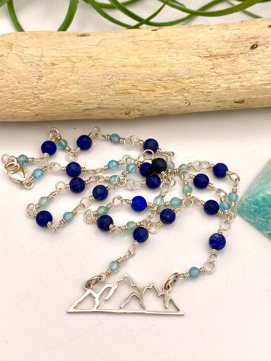 Lapis & Apatite Mountain Necklace - Earthly Elan