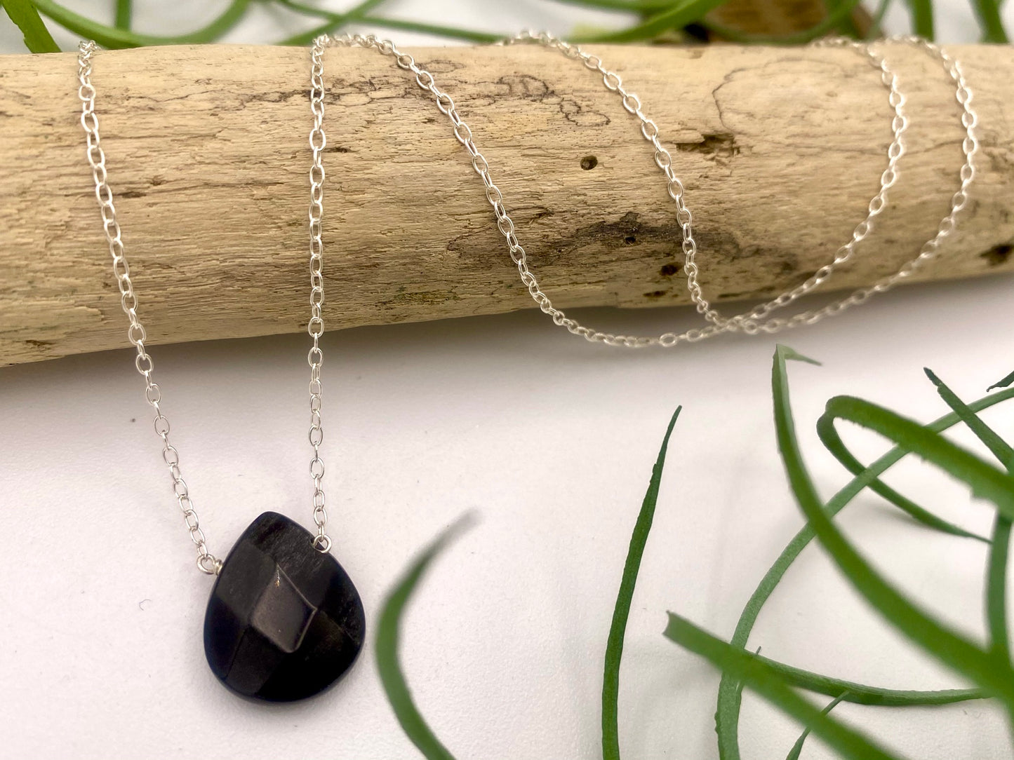 Obsidian Teardrop Necklace - Earthly Elan