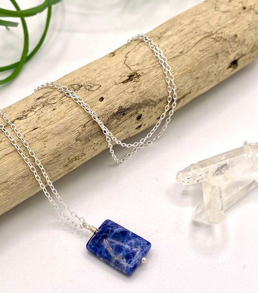 Sodalite Rectangle Necklace - Earthly Elan