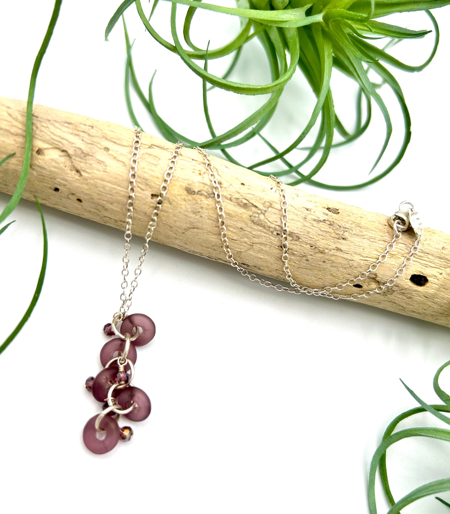 Purple Cultured Glass & Crystal Necklace - Earthly Elan
