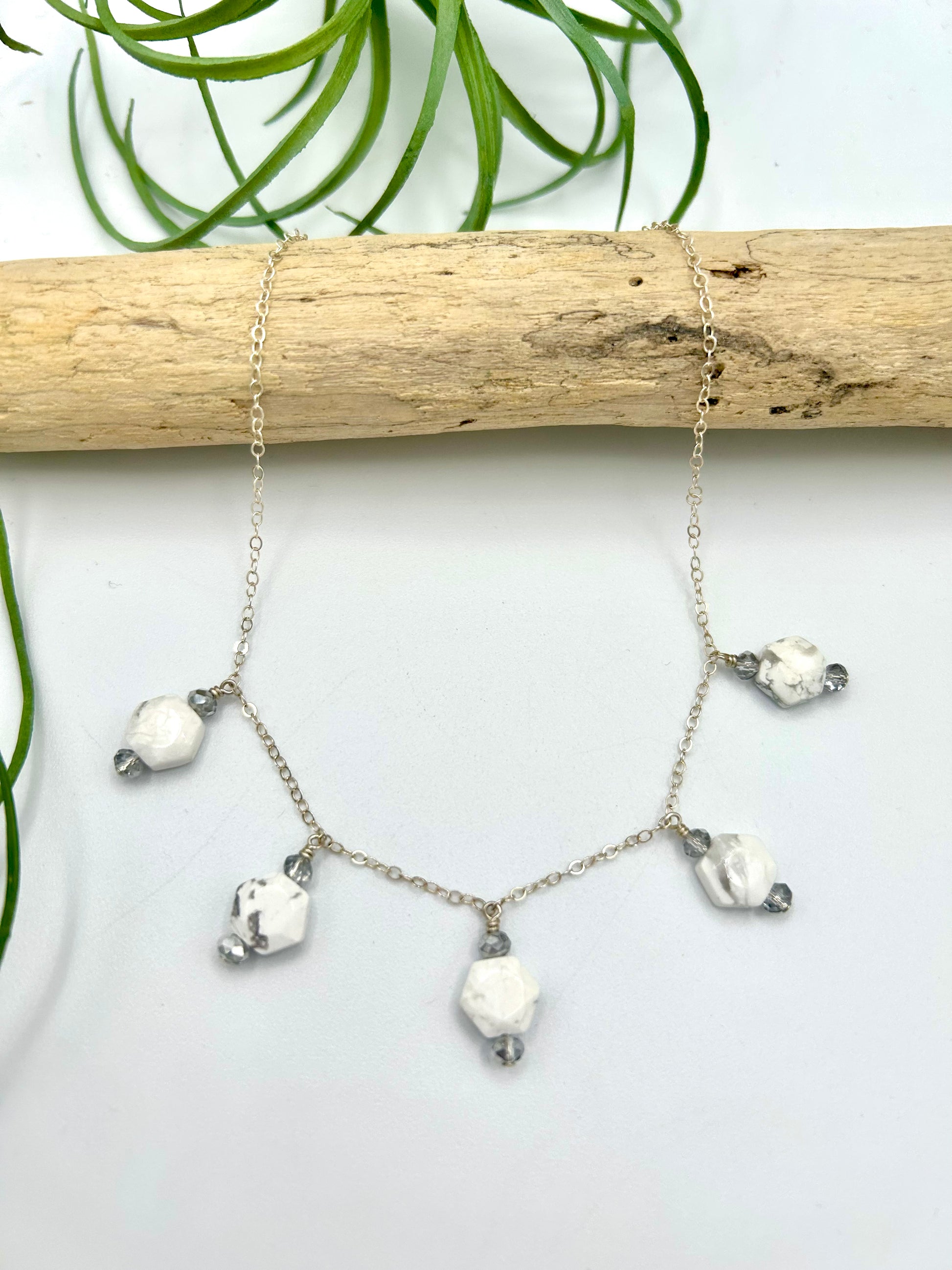 Howlite Drops Necklace - Earthly Elan