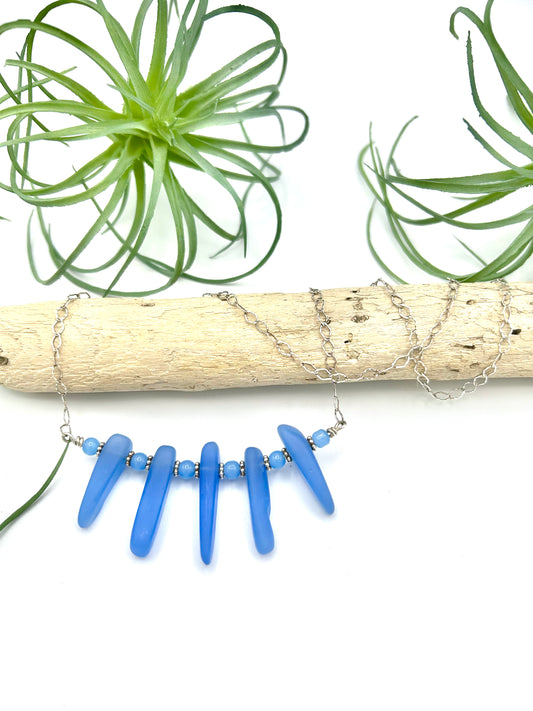 Blue Cultured "Sea Glass" Necklace - Earthly Elan